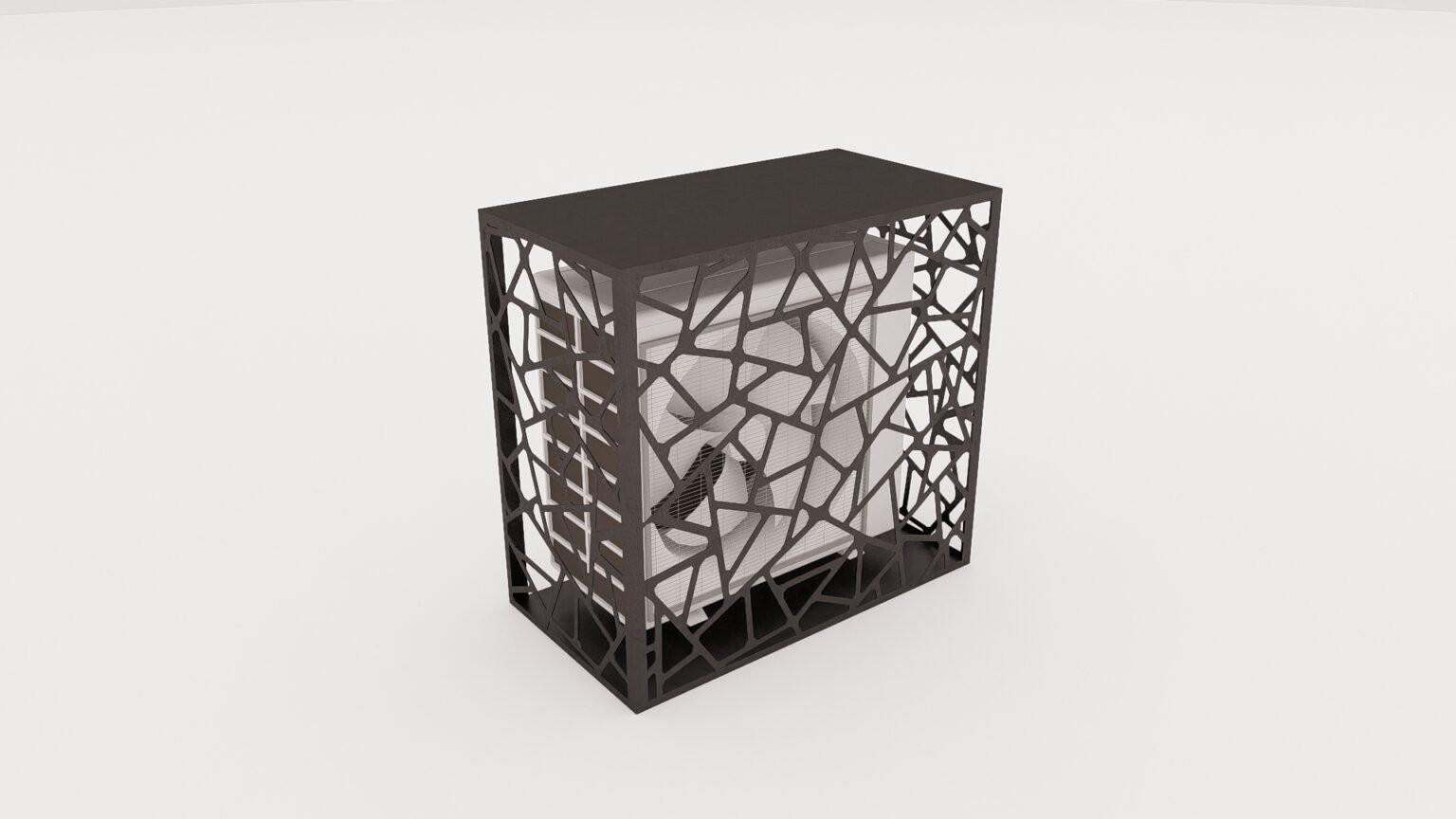 Husă metalică decorativă pentru pompă de căldură și aer condiționat – Design geometric modern, personalizabilă - imagine 4