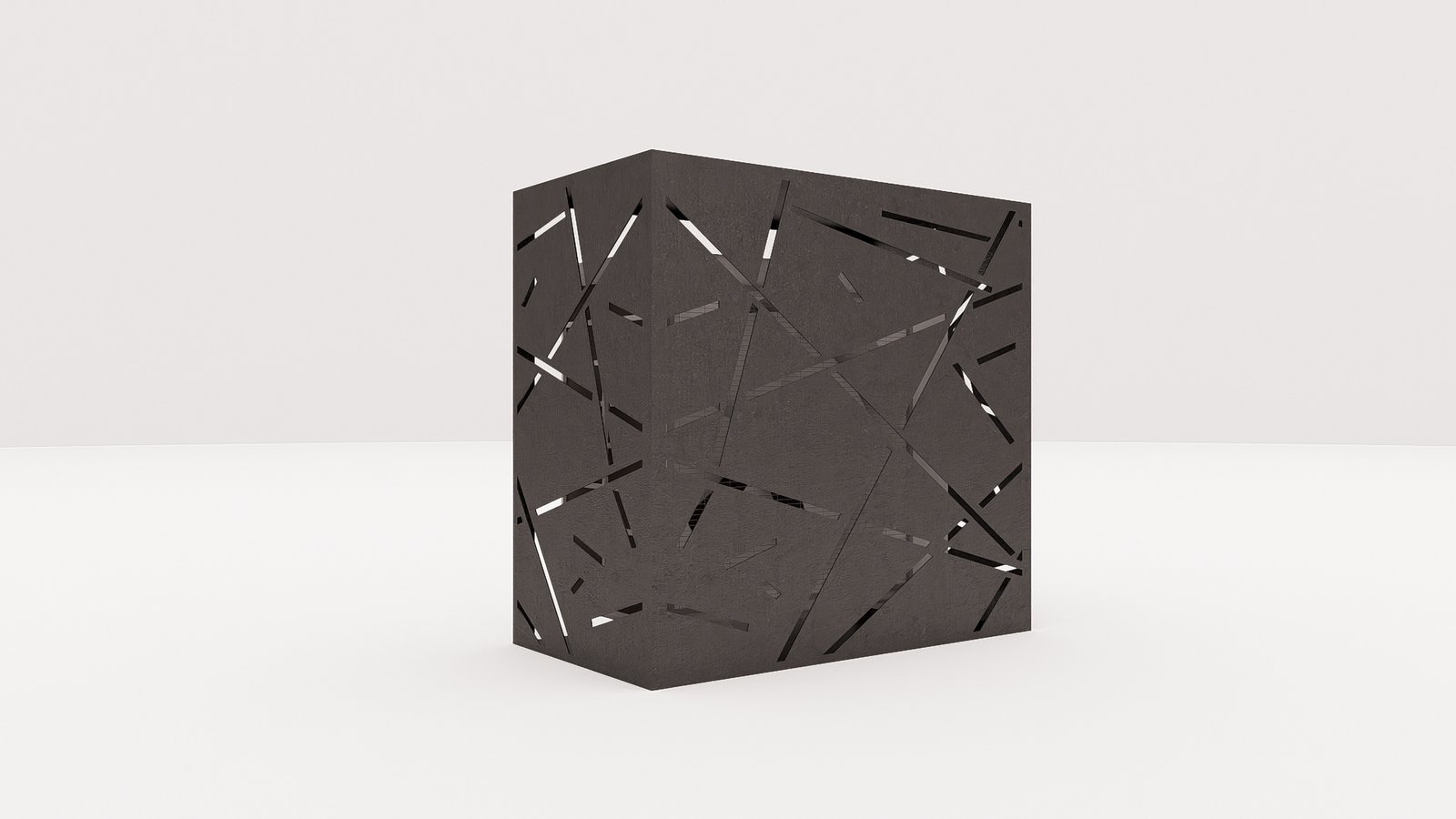 p2_01 Husă metalică decorativă pentru pompă de căldură și aer condiționat – Design geometric cu linii abstracte, personalizabilă - imagine 1