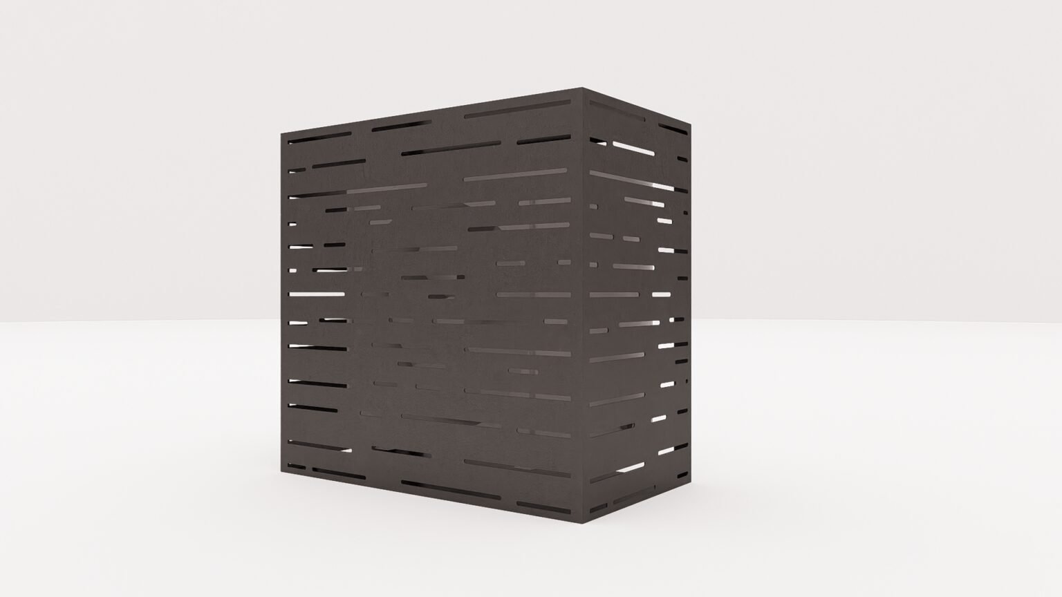 Husă metalică decorativă pentru pompă de căldură și aer condiționat – Design modern cu fante orizontale, personalizabilă - imagine 3