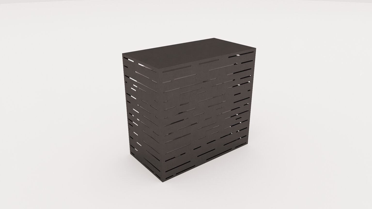 Husă metalică decorativă pentru pompă de căldură și aer condiționat – Design modern cu fante orizontale, personalizabilă - imagine 4